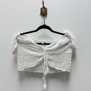 Elegant White Crochet Women Top